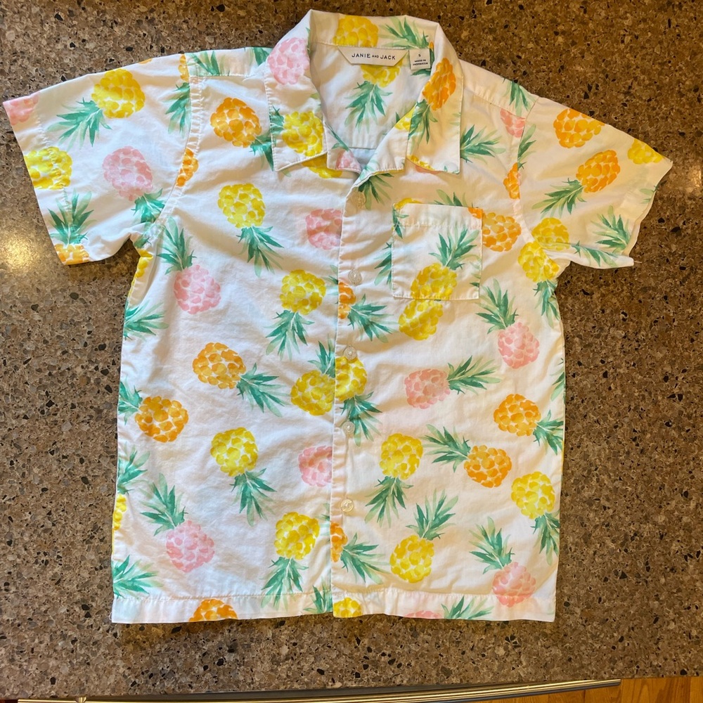 Janie and Jack Yellow and Pink Button Down Shirt